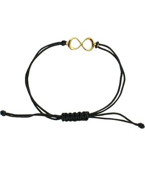 Bransoletka sznurkowa czarna z pozłacaną nieskończonością – symbol trwałości.jpg